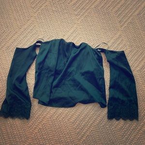 Off the shoulder emerald green top